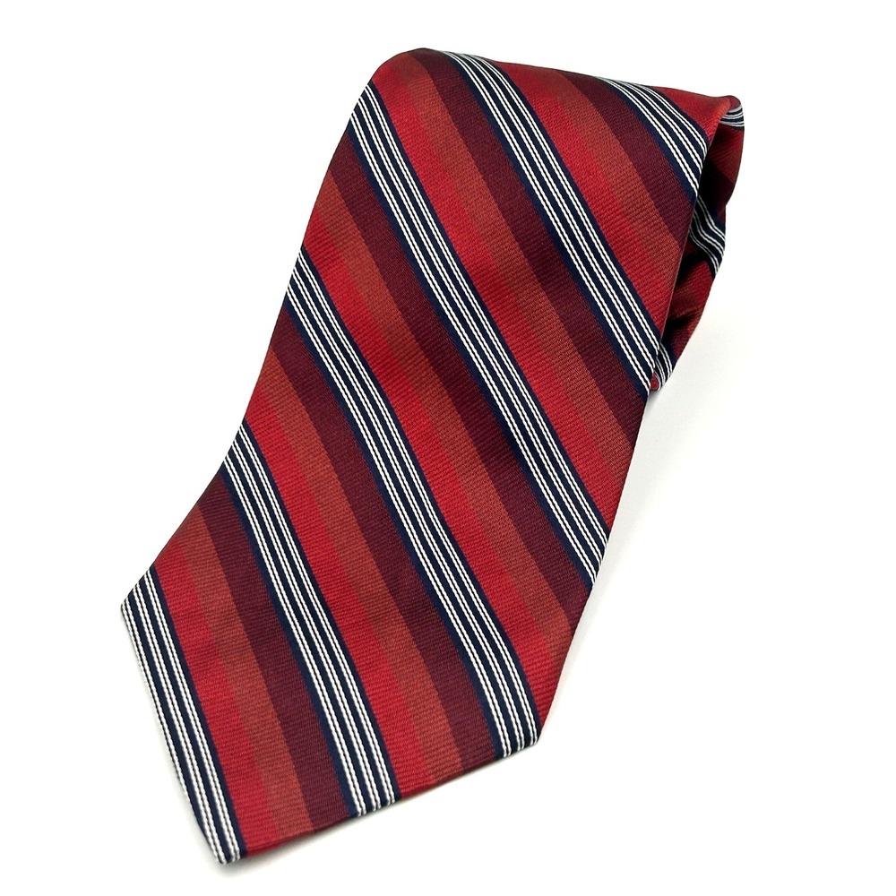 Paul Fredrick 100% Italian Silk Hand Tailored USA Long Necktie Stipe 3.5W 63L
